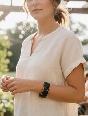 J. Crew Black Enamel and Gold-Tone Bangle